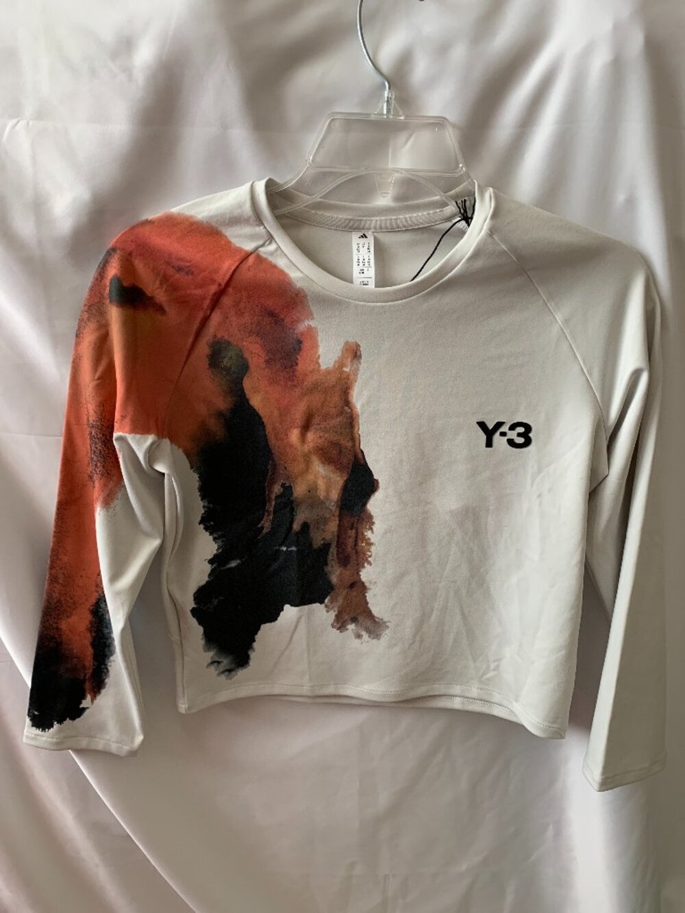 ADIDAS Y-3 Tennis Pro Cropped Long Sleeve Tee in Orbit Grey Sz MEDIUM